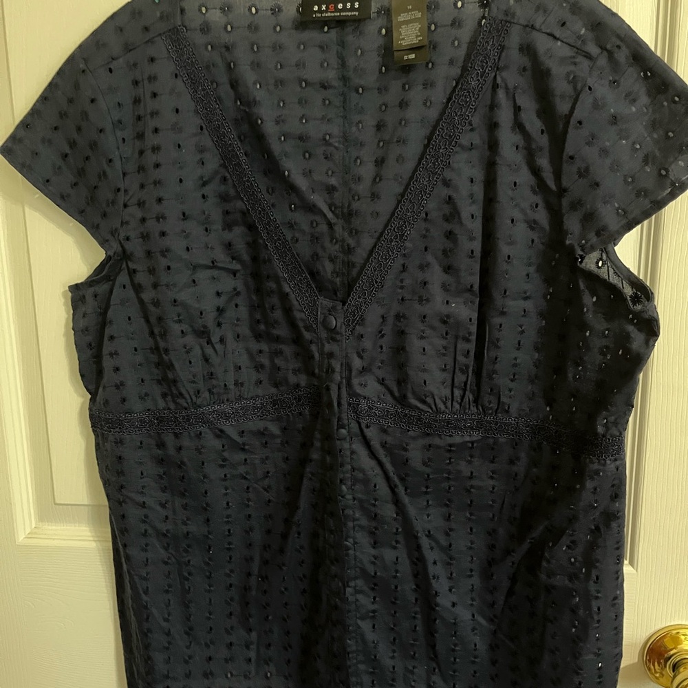 New Axcess Navy Eyelet Blouse